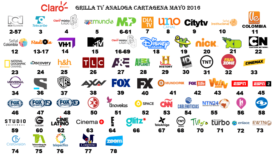 Canales de música en Colombia con parrilla completa